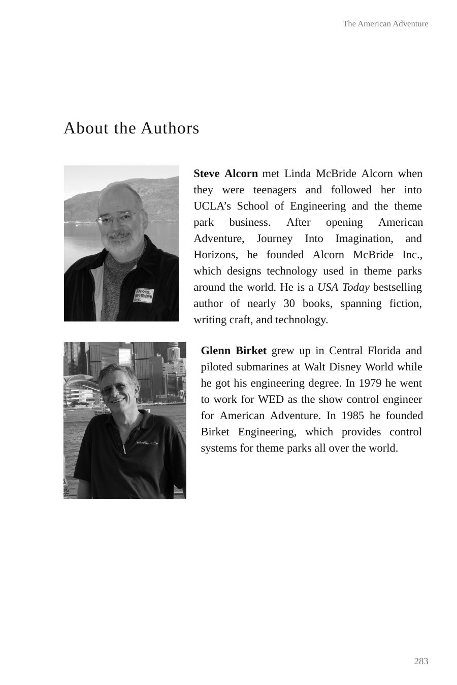About the Authors page in black and white