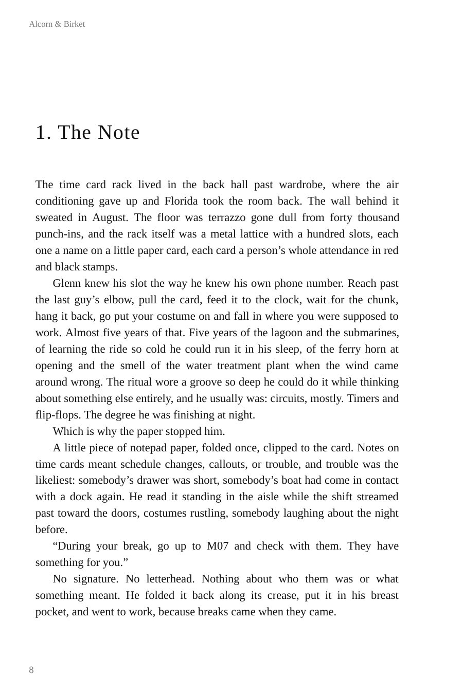 First page of text