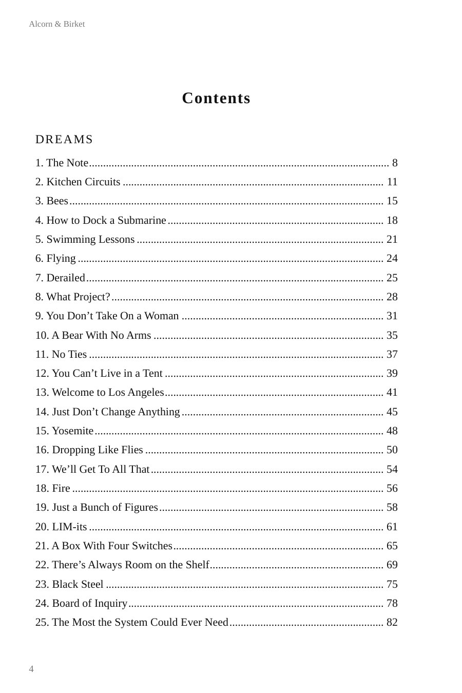 Table of contents